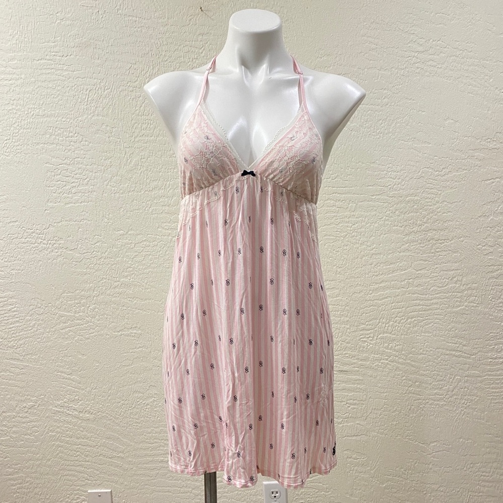 Victoria’s Secret Pink Lace Halter Nightgown lingerie sz SMALL